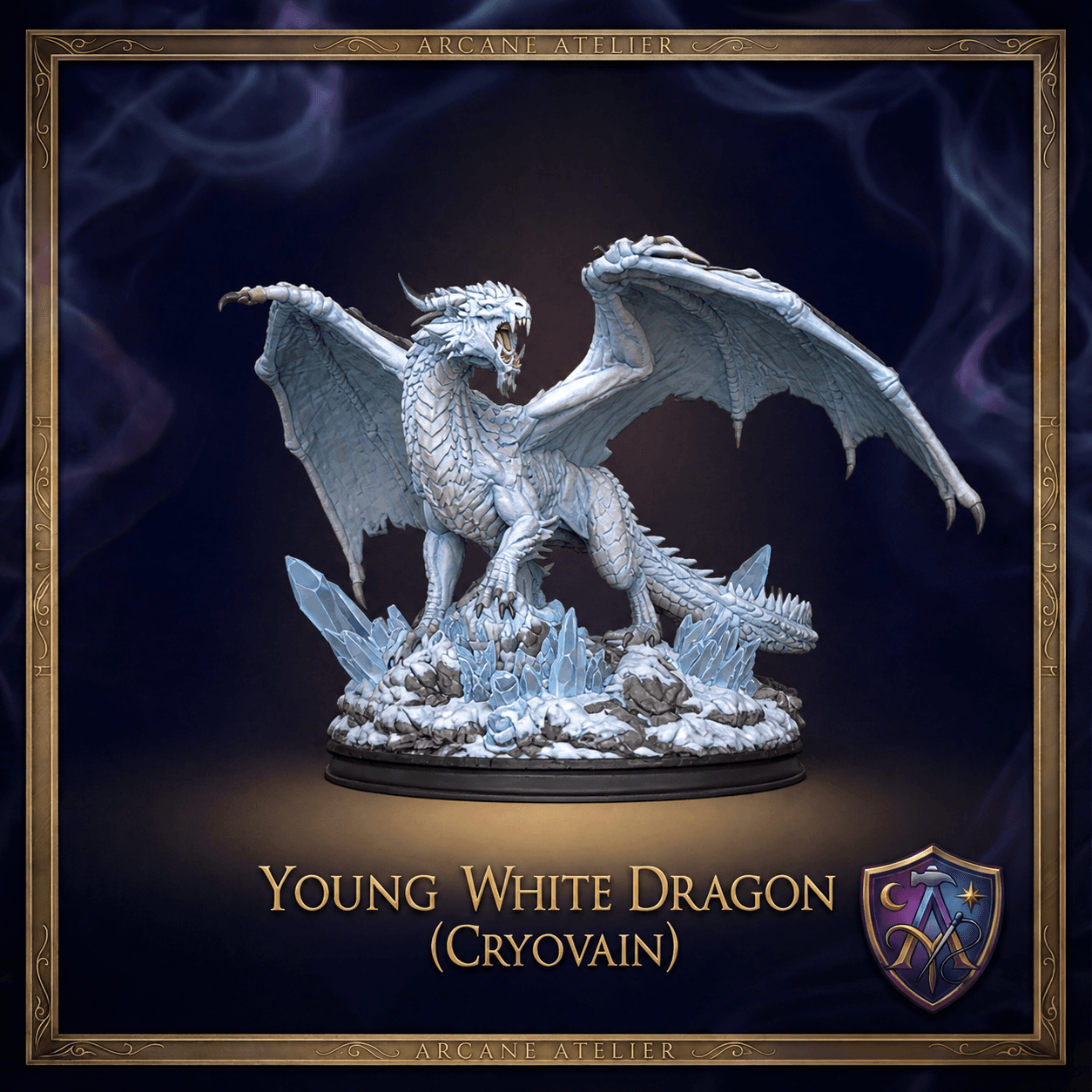 Cryovain Junger Weisser Drache | DnD 32mm Resin Miniatur | Tabletop VTT