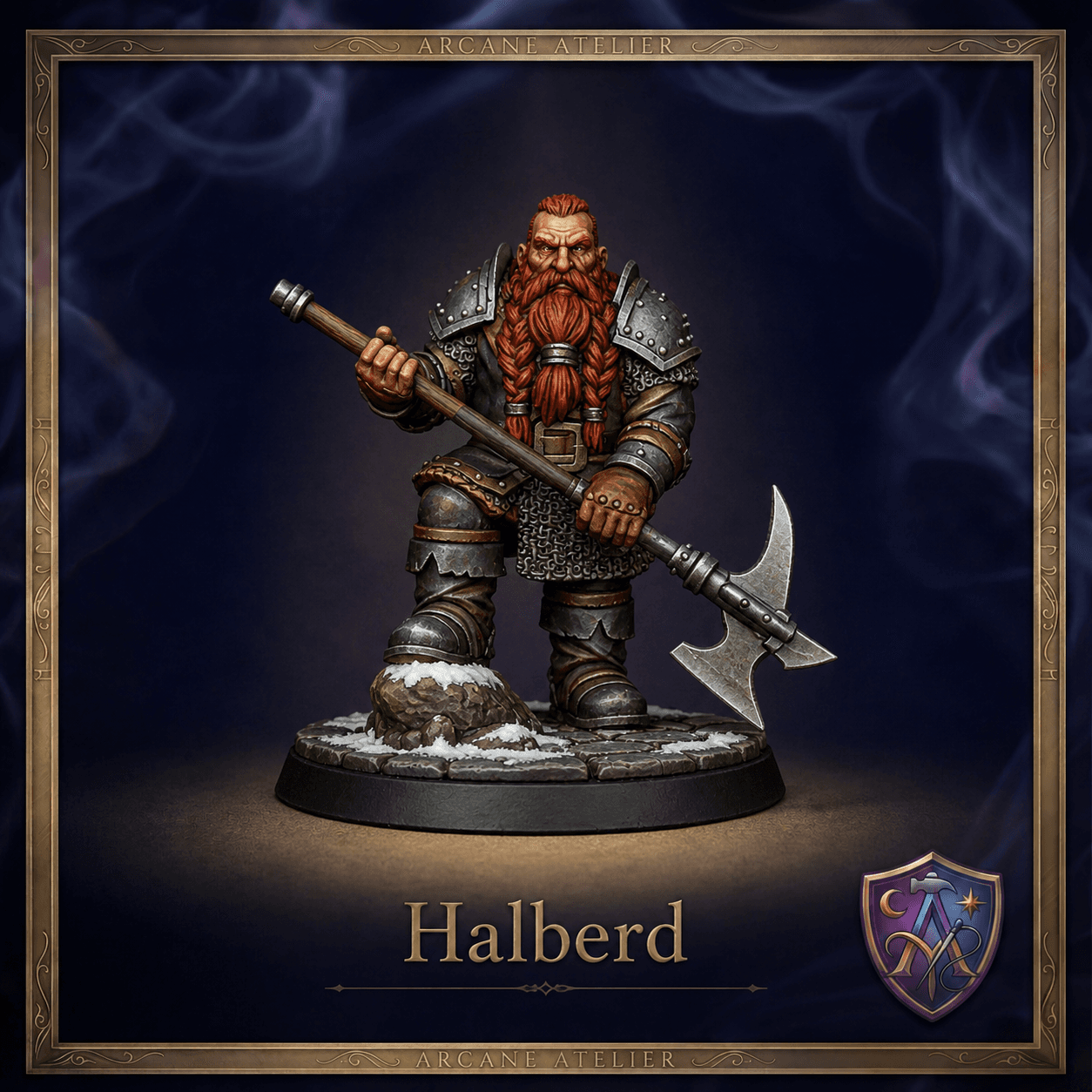 Halberd Zwerg Krieger | DnD 32mm Resin Miniatur | Tabletop Pathfinder VTT